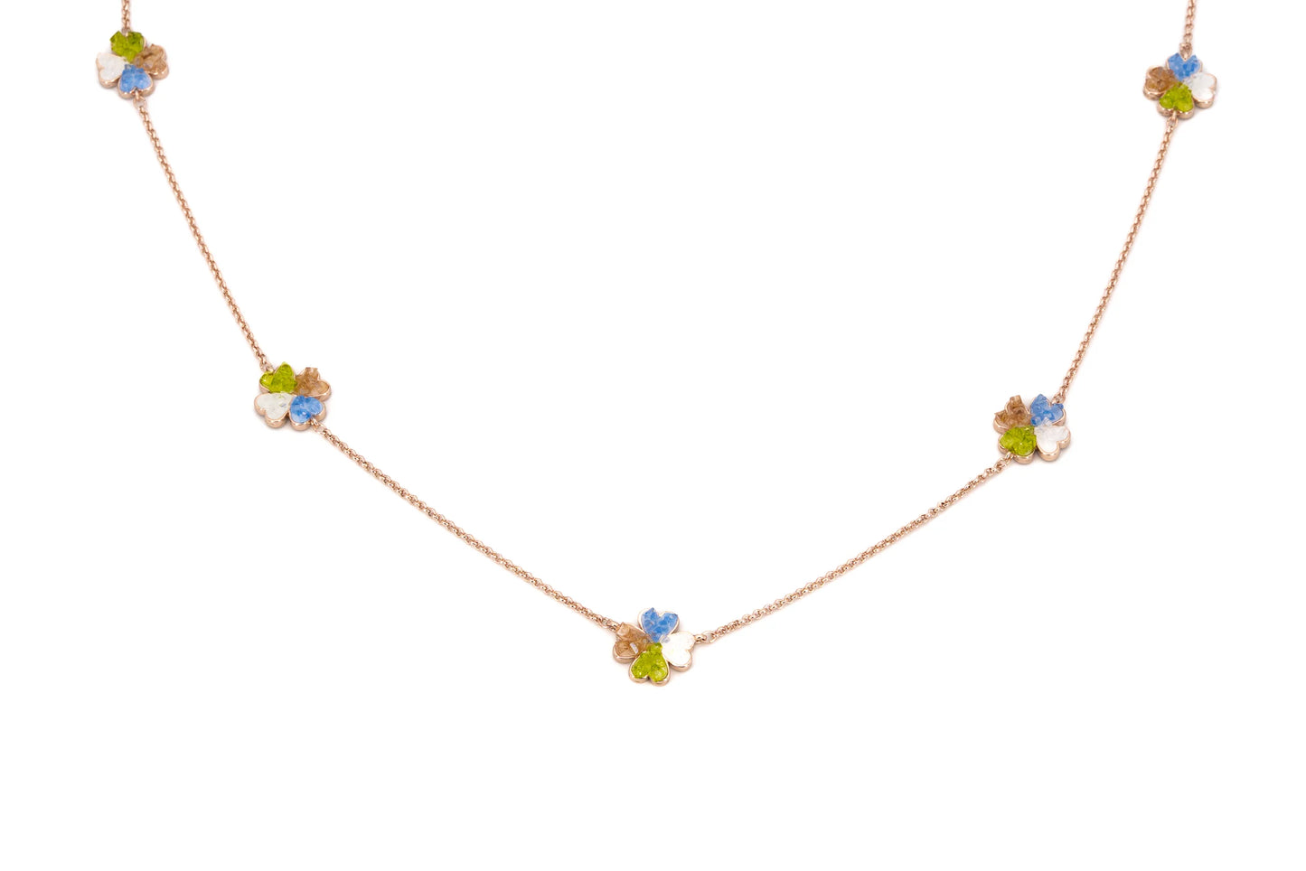 u-Collana lunga quadrifoglio vetro
