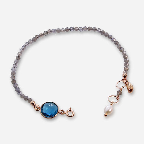 Bracciale Aquarelle - quarzo celeste e labradorite