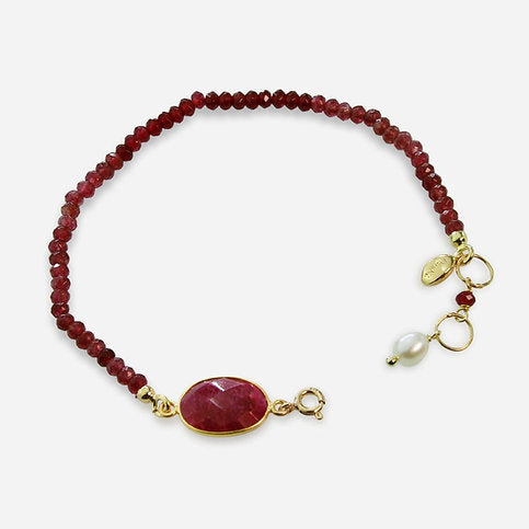 Bracciale Aquarelle - giada rosa e agata ruby
