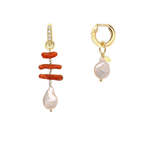 Orecchini Fantasy - corallo e perle