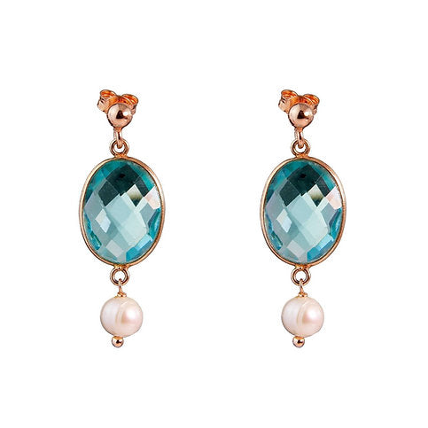 Aquarelle earrings - hydrothermal sky quartz and cultured pearls