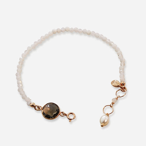 Bracciale Aquarelle - quarzo fumé e labradorite bianca