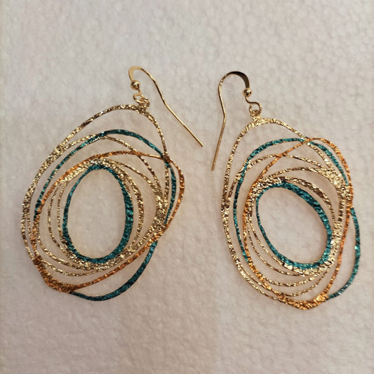 u-Earrings brass oval woven stylized enameled color