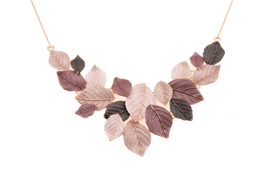 Multi-leaf zama short chain necklace 
