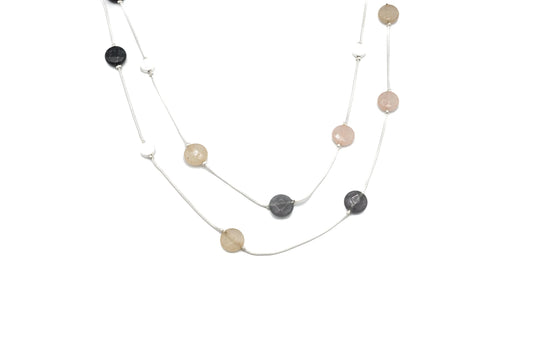 u-Long necklace with faceted stones